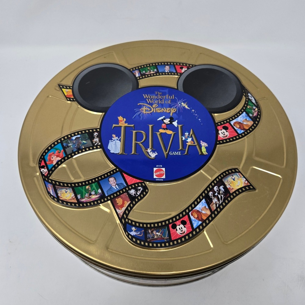 Disney Trivia Game The Wonderful World of Disney Mattel 41178 Gold Tin Vintage
